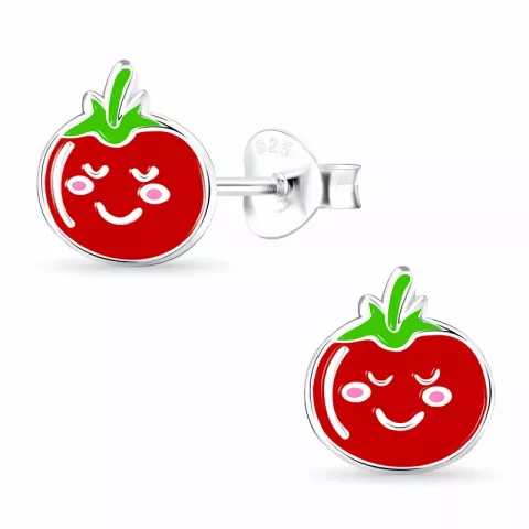 Tomate Ohrstecker in Silber
