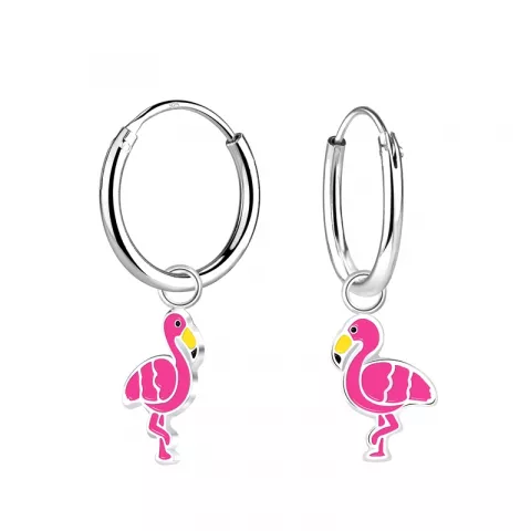 lange Flamingo Kinderohrringe in Silber