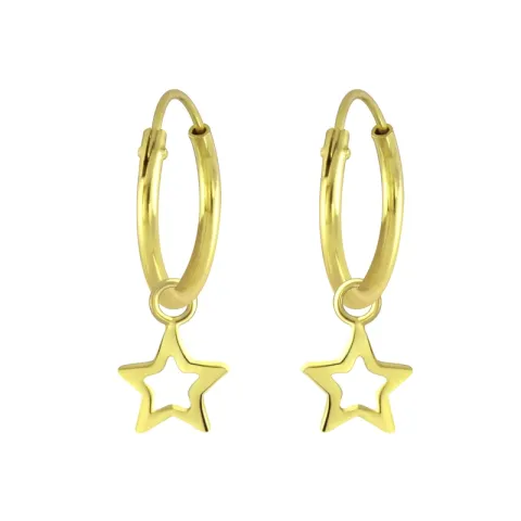 12 mm Stern Kinderohrringe in vergoldetem Silber - Little Ones