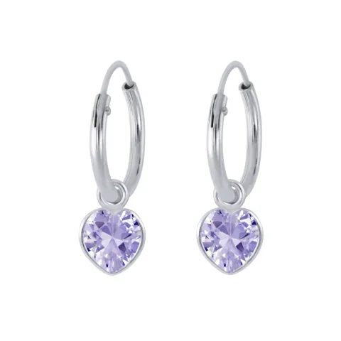 12 mm lavendelfarbenem Zirkon Kreole in Silber - Little Ones