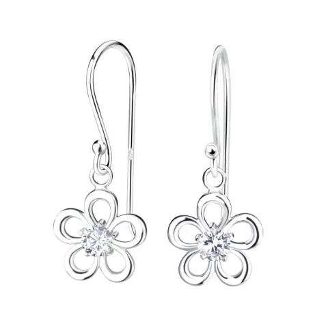 lange Blumen Ohrringe in Silber