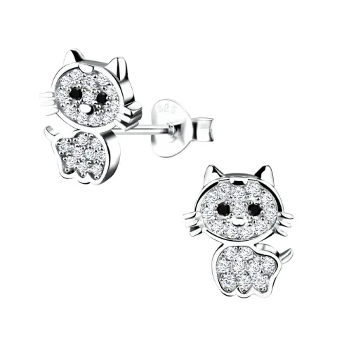 Katzen Kinderohrringe in Silber