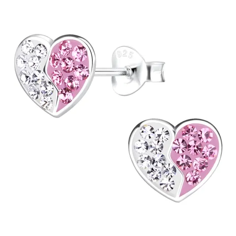 Herz rosa Kinderohrringe in Silber - Little Ones