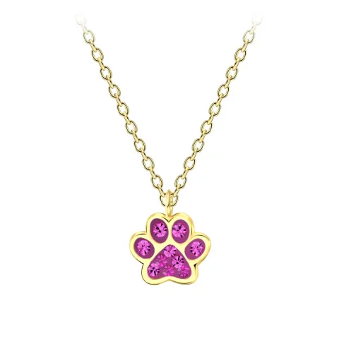 Pfote pink Halskette aus vergoldetem Sterlingsilber