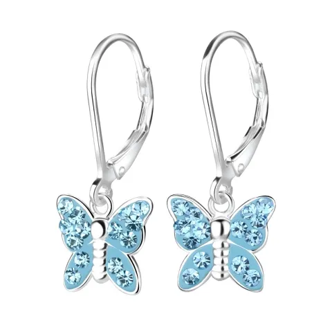 Schmetterlinge blauem Kinderohrringe in Silber