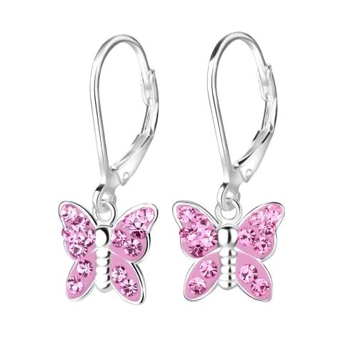 Schmetterlinge pink Kinderohrringe in Silber