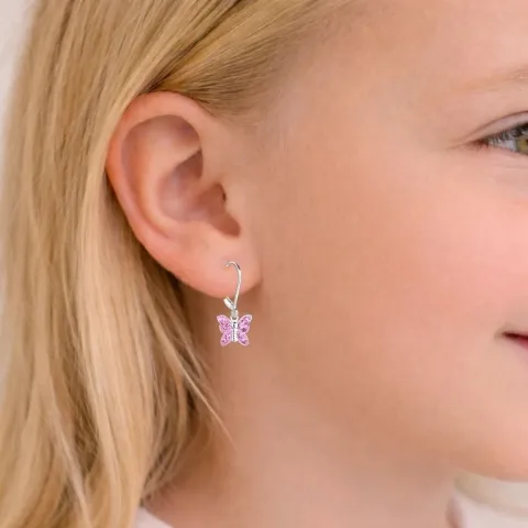 Schmetterlinge pink Kinderohrringe in Silber - Little Ones