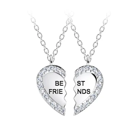 Best friends Herz Set mit 2 Halskette aus Silber - Little Ones