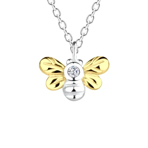 Biene Halskette aus Silber und Anhänger aus Silber und vergoldetem Silber - Little Ones