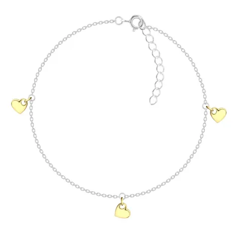 Herz Fußkette aus Silber und Anhänger aus vergoldetem Sterlingsilber - Little Ones