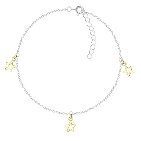 Stern Fußkette aus Silber und Anhänger aus vergoldetem Sterlingsilber - Little Ones