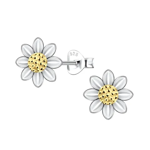 Blumen Kinderohrringe in Silber mit vergoldetem Silber - Little Ones