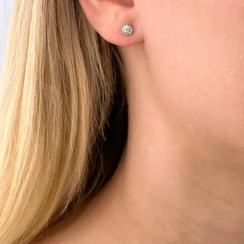 2 x 0,15 ct Weißgold Solitärohrstecker in 14 Karat Weißgold mit Diamant