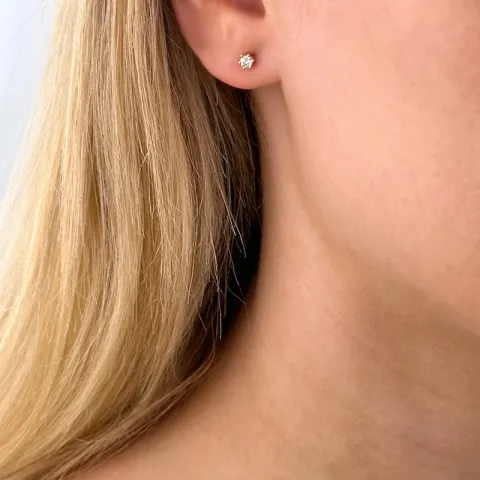 2 x 0,10 ct Diamant Solitärohrstecker in 14 Karat Gold mit Diamant
