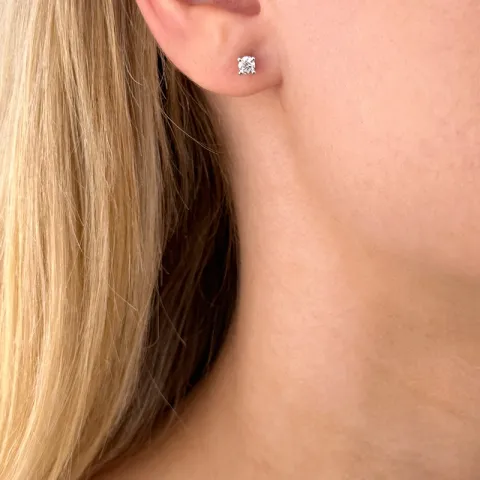 2 x 0,20 ct Diamant Solitärohrstecker in 14 Karat Weißgold mit Diamant