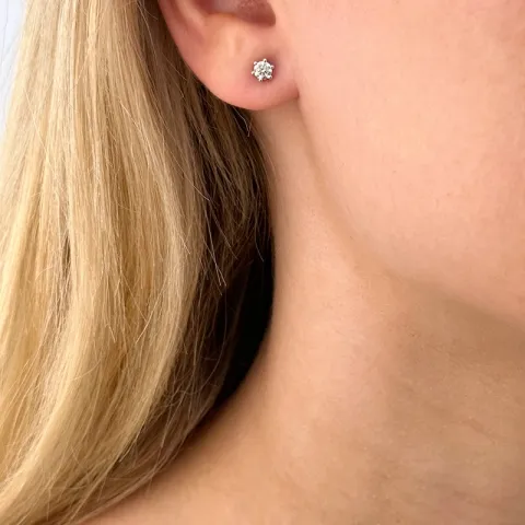 2 x 0,26 ct Diamant Solitärohrstecker in 14 Karat Weißgold mit Diamant