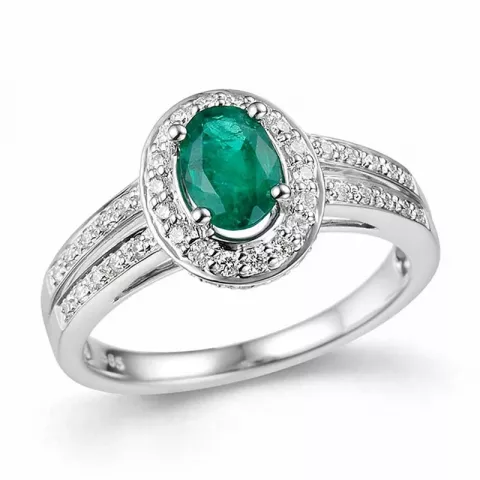 ovaler Smaragd Ring in 14 Karat Weißgold 0,336 ct 