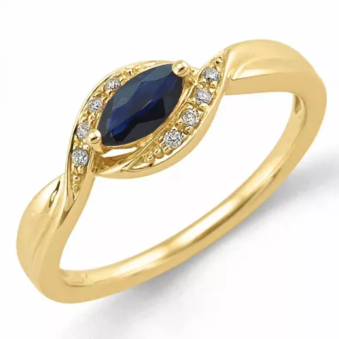 ovaler blauem Saphir Gold Ring in 14 Karat Gold 0,04 ct 