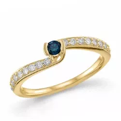 blauem Saphir Diamantring in 14 Karat Gold 0,24 ct 
