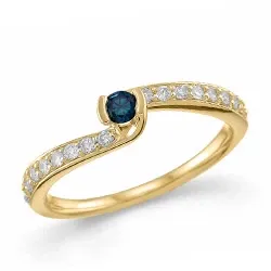 blauem Saphir Diamantring in 14 Karat Gold 0,24 ct