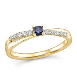 Kollektionsmuster blauem Saphir Ring in 14 Karat Gold 0,15 ct 