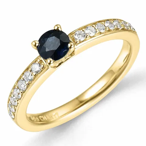 blauem Saphir Ring in 14 Karat Gold 0,20 ct