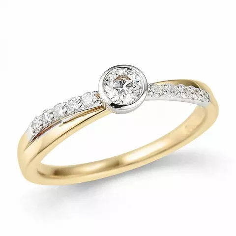 runder Diamant Ring in 14 Karat Gold- und Weißgold 0,2 ct 0,15 ct