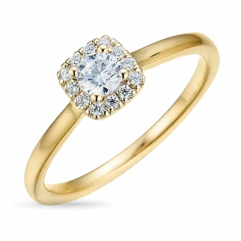 viereckigem Diamant Goldring in 14 Karat Gold 0,26 ct 0,084 ct