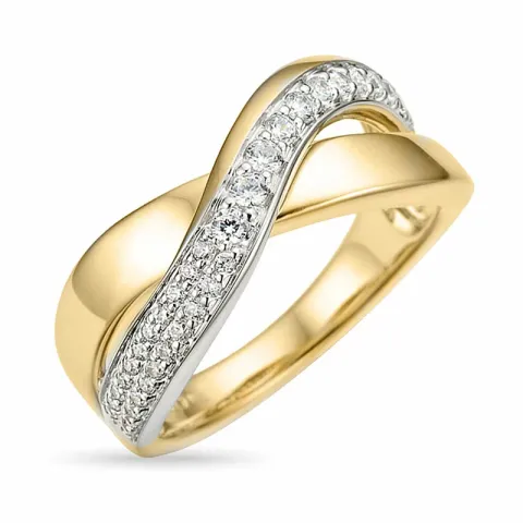 abstraktem Diamantring in 14 Karat Gold- und Weißgold 0,30 ct