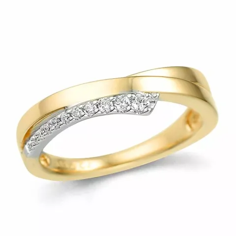 abstraktem Diamantring in 14 Karat Gold- und Weißgold 0,115 ct