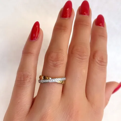 abstraktem Diamant Ring in 14 Karat Gold- und Weißgold 0,201 ct