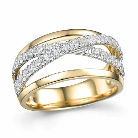 breit abstraktem Gold Ring in 14 Karat Gold- und Weißgold 0,75 ct