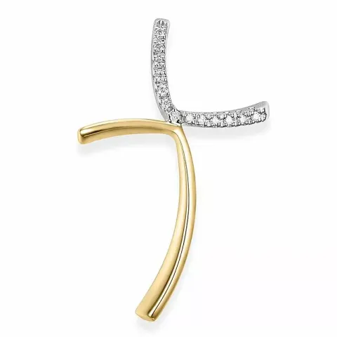 Echten Kreuz Diamantanhänger in 14 karat Gold- und Weißgold 0,06 ct