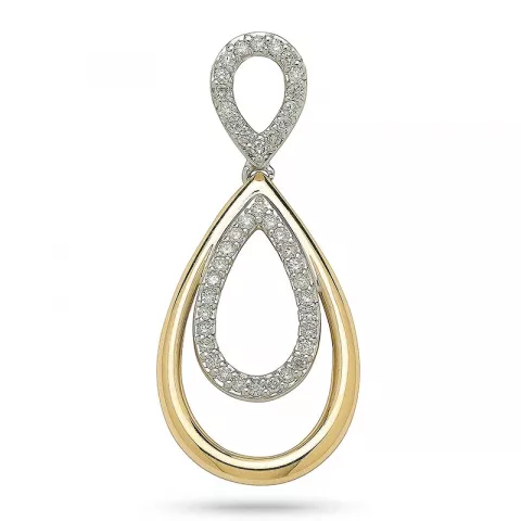 ovaler Diamantanhänger in 14 karat Gold- und Weißgold 0,25 ct