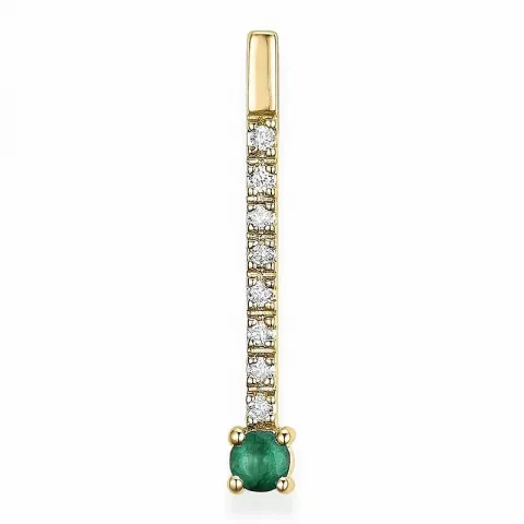 Trendy  smaragd diamantanhänger in 14 karat gold 0,07 ct 0,13 ct