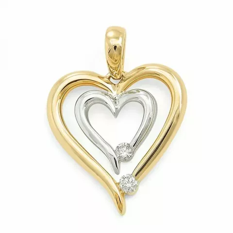 Herz Diamantanhänger in 14 karat Gold- und Weißgold 0,07 ct