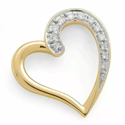 Trendy  Herz Diamantanhänger in 14 karat Gold- und Weißgold 0,08 ct