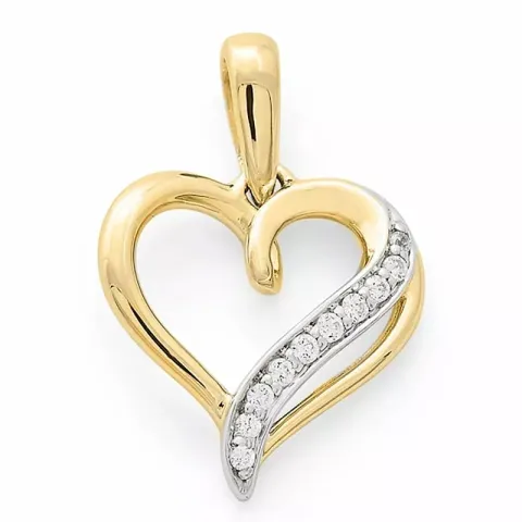 Trendy  Herz Diamantanhänger in 14 karat Gold- und Weißgold 0,06 ct