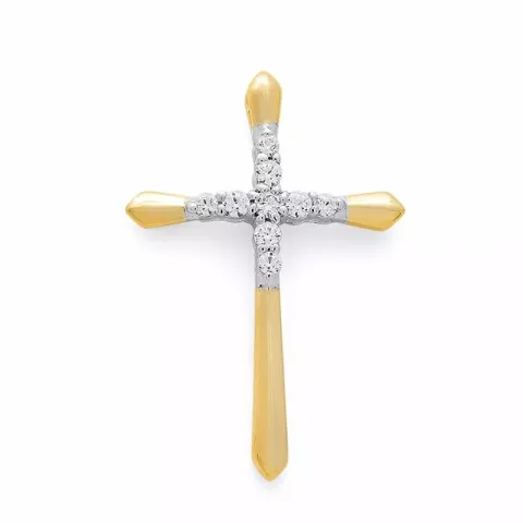 Kreuz Diamantanhänger in 14 karat Gold- und Weißgold 0,15 ct