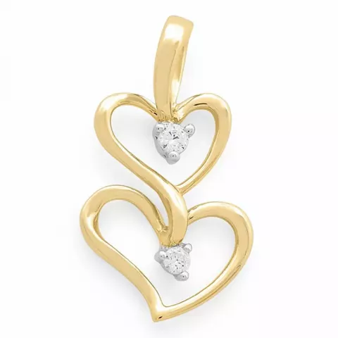 Herz Diamantanhänger in 14 karat Gold- und Weißgold 0,06 ct