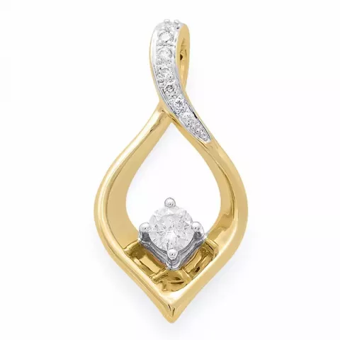 Großer Diamantanhänger in 14 karat Gold- und Weißgold 0,20 ct 0,03 ct