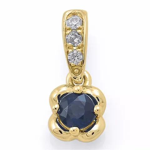 Saphir Diamantanhänger in 14 karat Gold 0,03 ct 0,23 ct