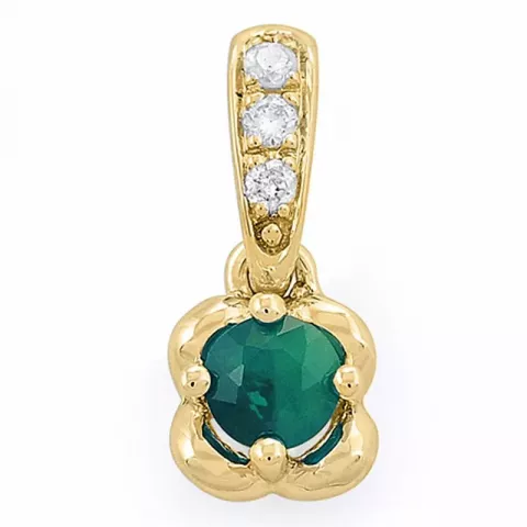 Smaragd Diamantanhänger in 14 karat Gold 0,03 ct 0,20 ct