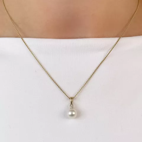 Perle Diamantanhänger in 14 karat Gold 0,05 ct