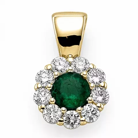 runder Smaragd Diamantanhänger in 14 karat Gold 0,36 ct 0,45 ct