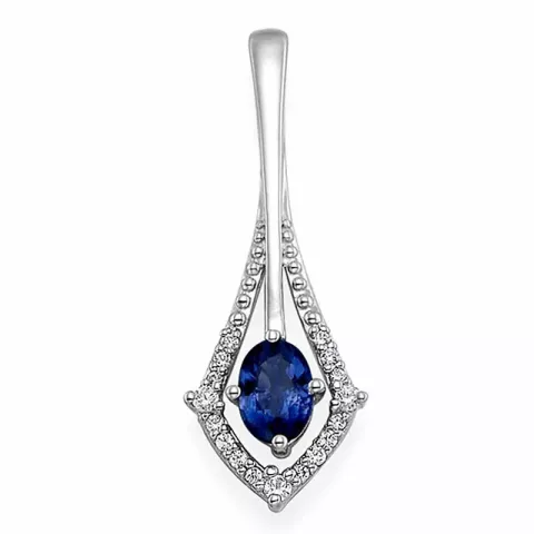 Länglicher saphir anhänger in 14 karat weißgold 0,111 ct