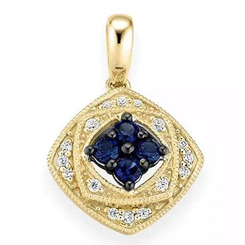 viereckigem Saphir Anhänger in 14 karat Gold 0,088 ct