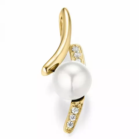 Weißem perle anhänger in 14 karat gold 0,052 ct