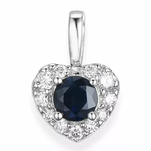 Herz blauem Saphir Anhänger in 14 karat Weißgold 0,159 ct