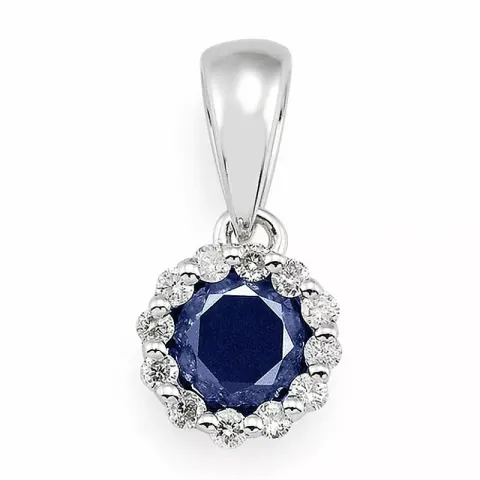 runder Saphir Diamantanhänger in 14 karat Weißgold 0,07 ct 0,38 ct